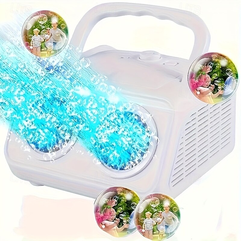 Double Fan Bubble Blower Bubble Gun USB and Battery Powered Essential for Birthday Parties Weddings Friends Gatherings Parent-Youngsters Entertainment Outdoor Activities Not Included Batterie3