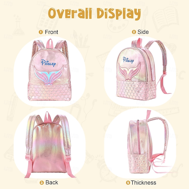 Personalized Mermaid Backpack for Girls with Custom Name and Color  Back to School Gift for Kids Multi-Compartment Kids School Bag for Books Water Bottles and Stationery4