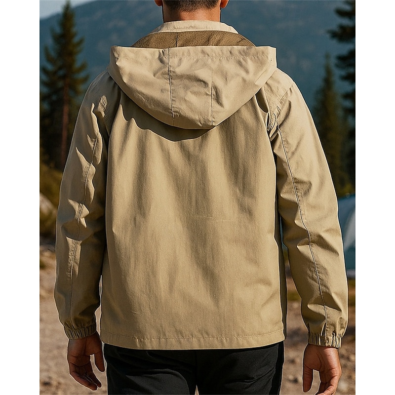 Men's Outdoor Jacket Hiking Jacket Sport Jacket Outdoor Waterproof Windproof Breathable Quick Dry Hiking Outfits Hiking Clothes Spring Autumn / Fall Jacket Tennis Golf Running Solid Color Black Army2