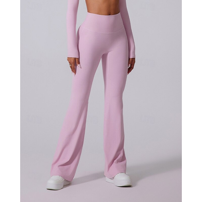 Women's pilates leggings fitness pants sport pants Flared Lightweight Pilates Running Fitness Pants Solid Color Dark Grey Black White Fall Winter Sports Activewear Micro-elastic2