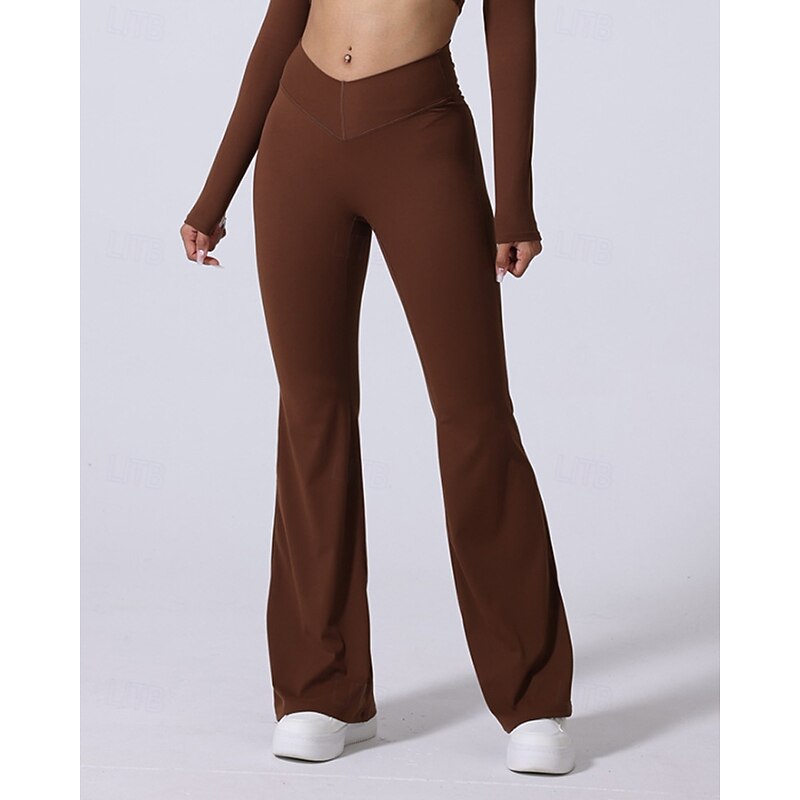 Women's pilates leggings fitness pants sport pants Flared Lightweight Pilates Running Fitness Pants Solid Color Black White Pink Fall Winter Sports Activewear Micro-elastic2