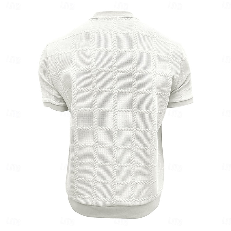 Men's Waffle Tee T Shirt Tee Short Sleeve Shirt Short Sleeve Crew Neck Summer All Seasons Plain Fashion Designer Basic Jacquard Vacation Street Casual Black White Top Tee for Men3