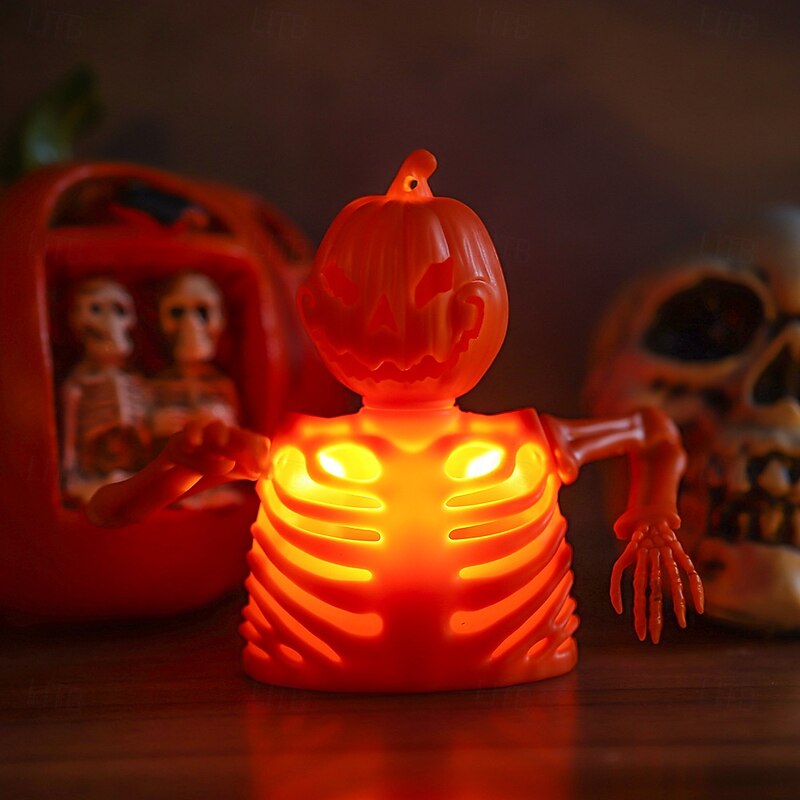 Halloween Decoration Lights Ornament Skeleton Electronic Candle Pumpkin Lantern Ghost Party Prop Skeleton Candle Holder4