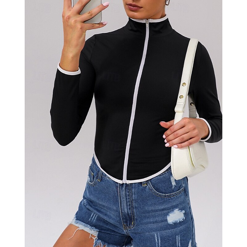 Women's Hiking Jacket Sport Jacket Outdoor Quick Dry Sweat wicking Hiking Outfits Hiking Clothes Autumn / Fall Jacket Tennis Golf Running Patchwork Black Dark Purple Blue4