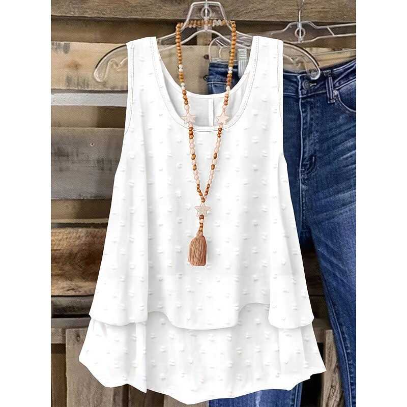 Women's Camisole Tank Top Solid Color Daily Casual Sleeveless U Neck Regular Tops Daily Patchwork Black White Sky Blue Purple Summer