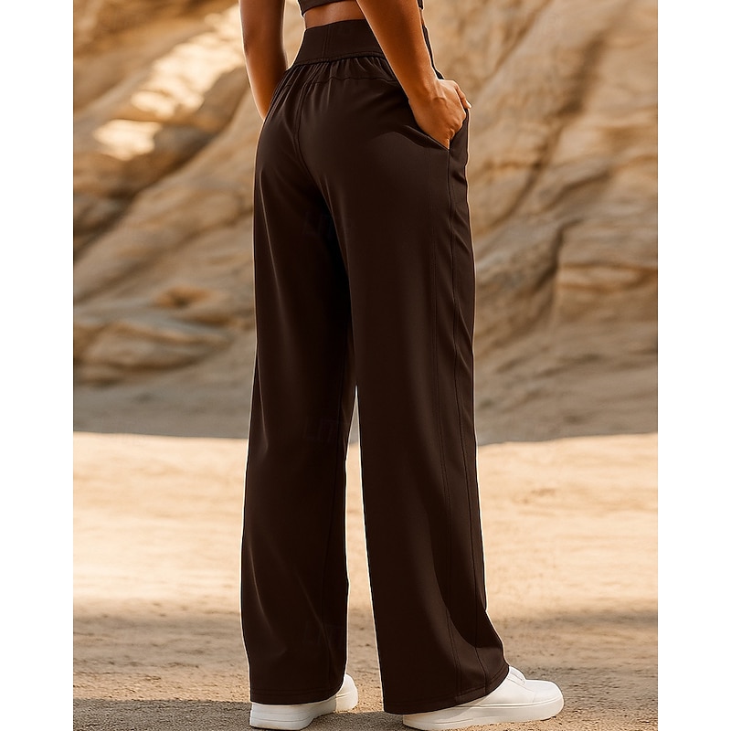 Women's Running Pants Sports Trousers Pocket Bottoms Athleisure Sports Gym Breathable Pilates Running Yoga Regular Fit Sportswear Activewear Solid Colored Blue Coffee Grey2