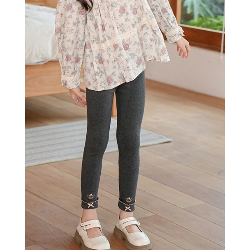 Kids Girls' Leggings Solid Color Streetwear Outdoor 4-12 Years Fall Black White Pink2