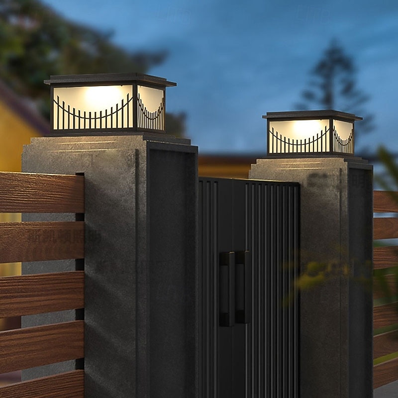 Outdoor Post Lamp 5W Aluminum LED Pillar Post Lantern Column Light Fixture for Yard Entrance Garden 110-240V4