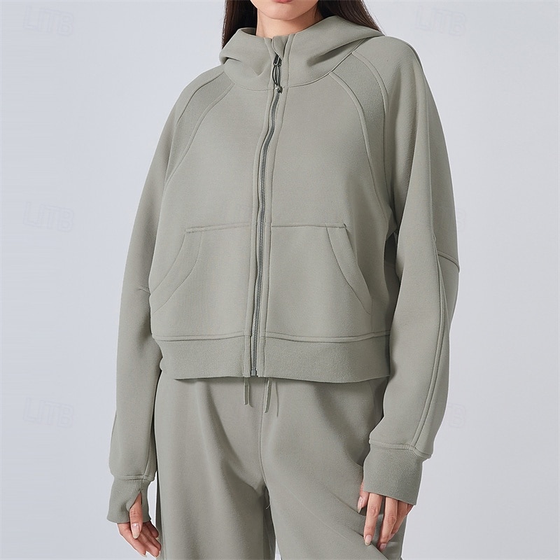 Women's Sport Jacket Windproof Warm Zipper Long Sleeve Sports Solid Color Jacket For Pilates Running Yoga Activewear4