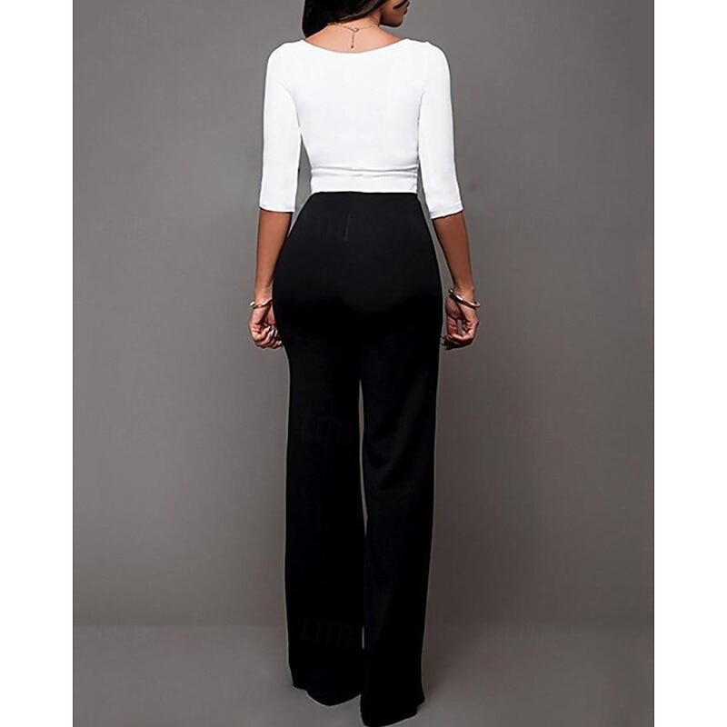 Women's Wide Leg Slacks Streetwear Casual Full Length Natural Plain Elastic Waist Outdoor Comfortable Vacation Going out claret Black White Blue Fall Regular Fit2