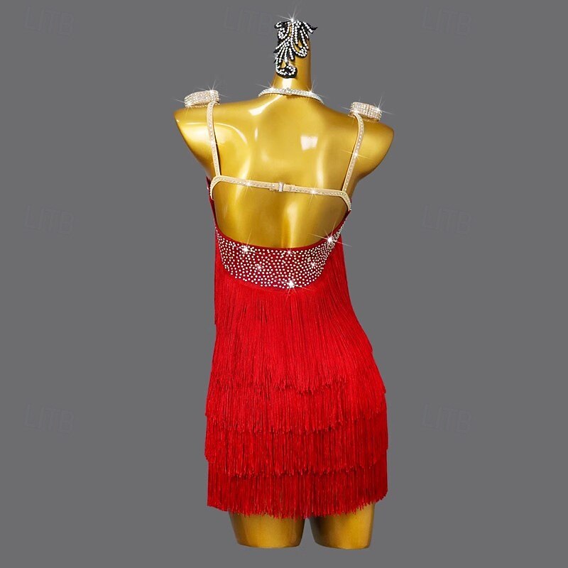 Latin Dance Dress Tassel Women's Performance  Clothes Sleeveless Rumba Salsa Chacha Stage Dancewear Costume2