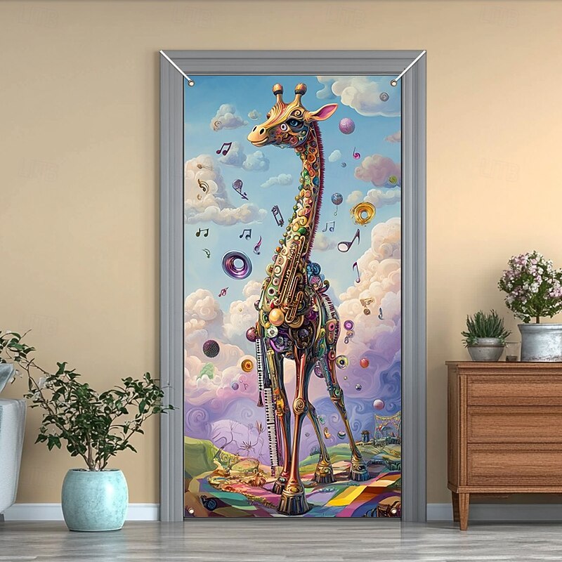 Cute Animal Door Decorations Door Covers Door Tapestry Door Curtain Decoration Backdrop Indoor/Outdoor Door Banner for Front Door Farmhouse4