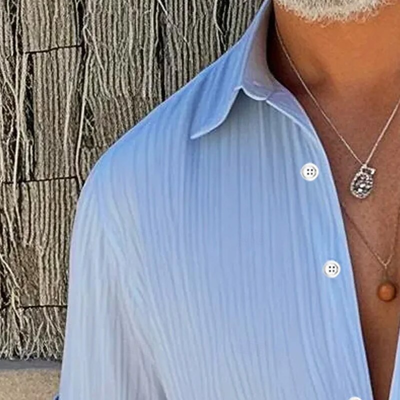 Men's Geometric Stripes Shirt Summer Shirt Button Up Shirt Short Sleeve Fashion Casual Outdoor Vacation Dailywear Summer Spring Turndown 3D Print Collared Shirts Front One Pocket Blue2