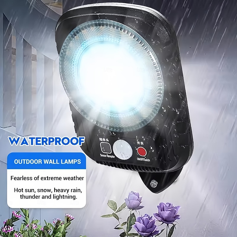 Remote Controlled LED Solar Outdoor Street Lights With Remote Lamp Garden Waterproof Balcony Staircase Human Body Motion Powered Sensing Wall Light  1PC2