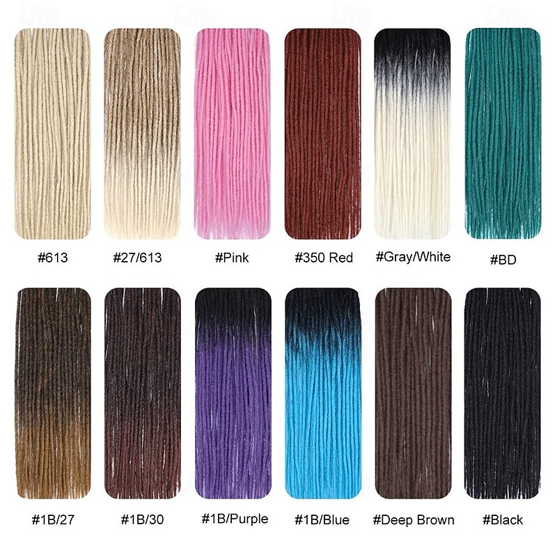 24 Inch Clip in Dreadlock Hair Extensions 10Clips 40 Strands Synthetic Handmade Soft Clip In Dreads Extensions for Women1B/303