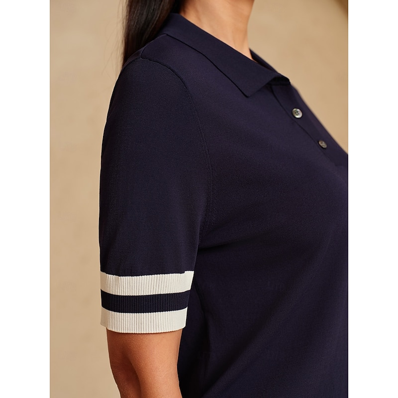 Women's Golf Polo Shirt Navy Blue Short Sleeve T Shirt Top Ladies Golf Attire Clothes Outfits Wear Apparel4