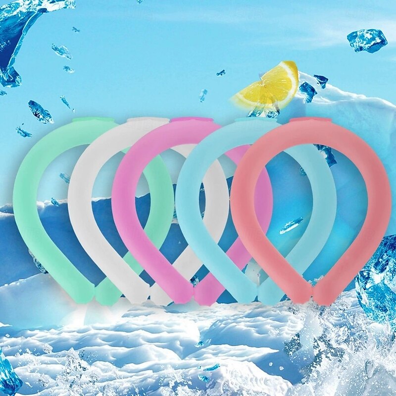 Portable Neck Cooling Tube, Reusable Gel Ice Pack Cooling Ring for Summer, Wearable Neck Massager with Sunstroke Prevention