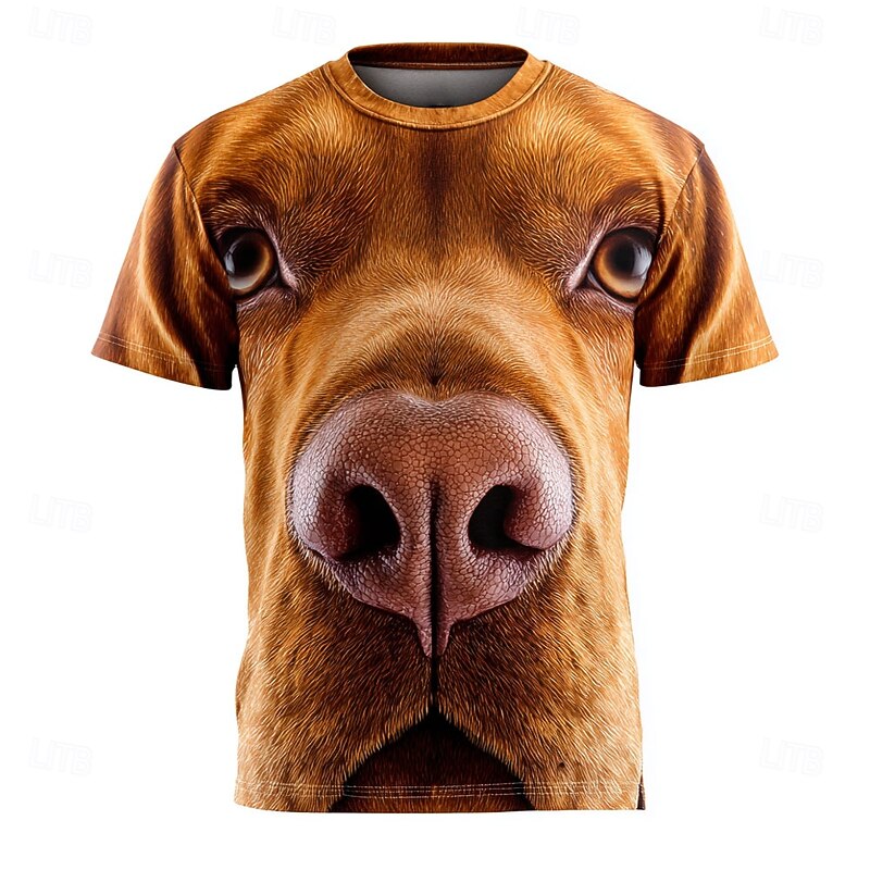 Men's Dog 3D Cartoon T Shirt Short Sleeve T shirt 3D Print Crew Neck Shirt Exaggerated Designer Party Street Casual Black Brown Gray Summer Spring All Seasons Clothing Apparel S M L XL XXL XXXL2