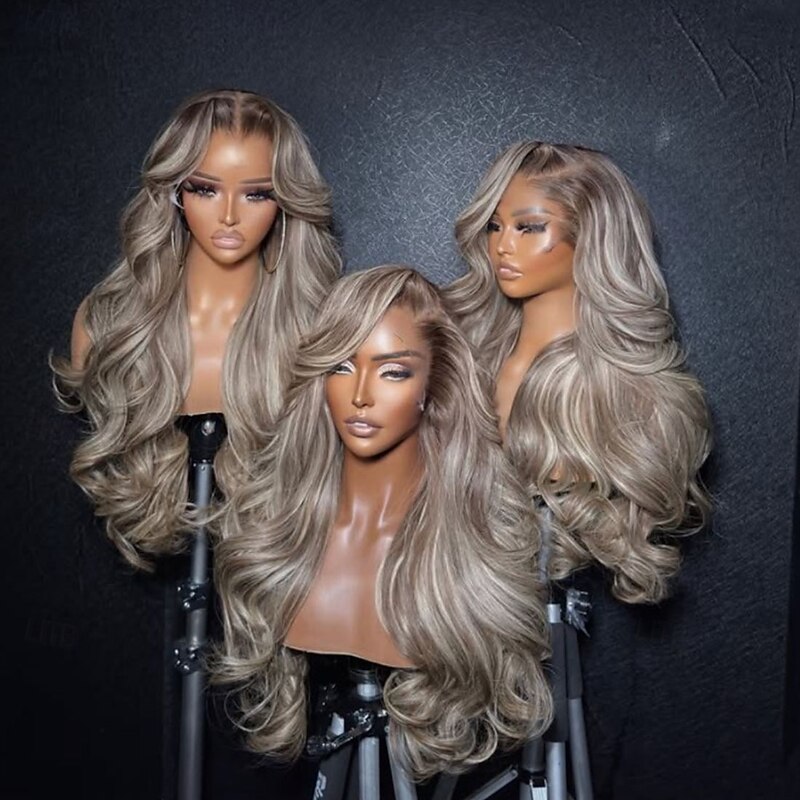 Remy Human Hair 5x5 Closure 13x4 Lace Front Wig Free Part Brazilian Hair Wavy Multi-color Wig 130% 150% Density Highlighted / Balayage Hair Natural Hairline 100% Virgin Glueless Pre-Plucked For Women2