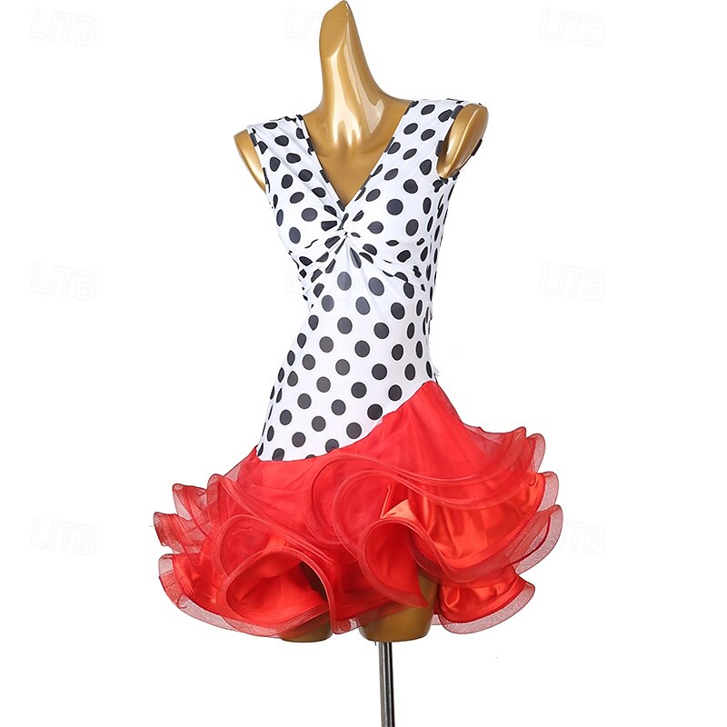 Latin Dance Dress Splicing Women's Performance Daily Wear Sleeveless Spandex