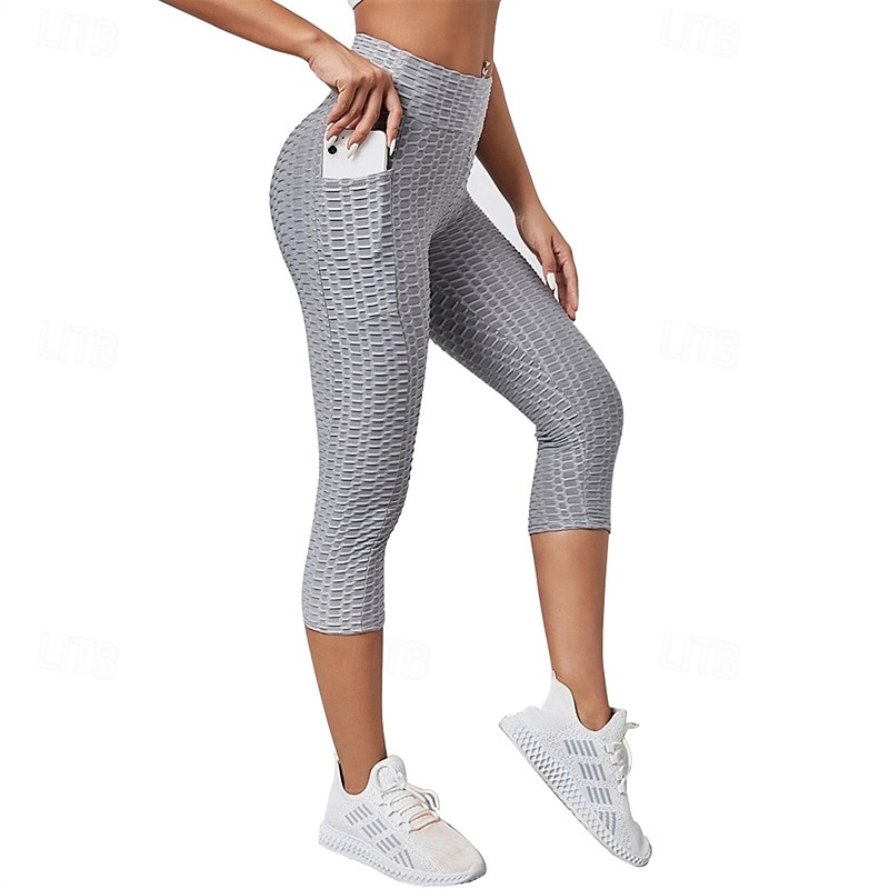 Women's Capri Pants Leggings Cozy Leggings Streetwear Casual Calf-Length High Waist Plain Elastic Waist Breathability Stretchy Vacation Street Daily Wear Black Pink Blue Dark Gray Fall Regular Fit