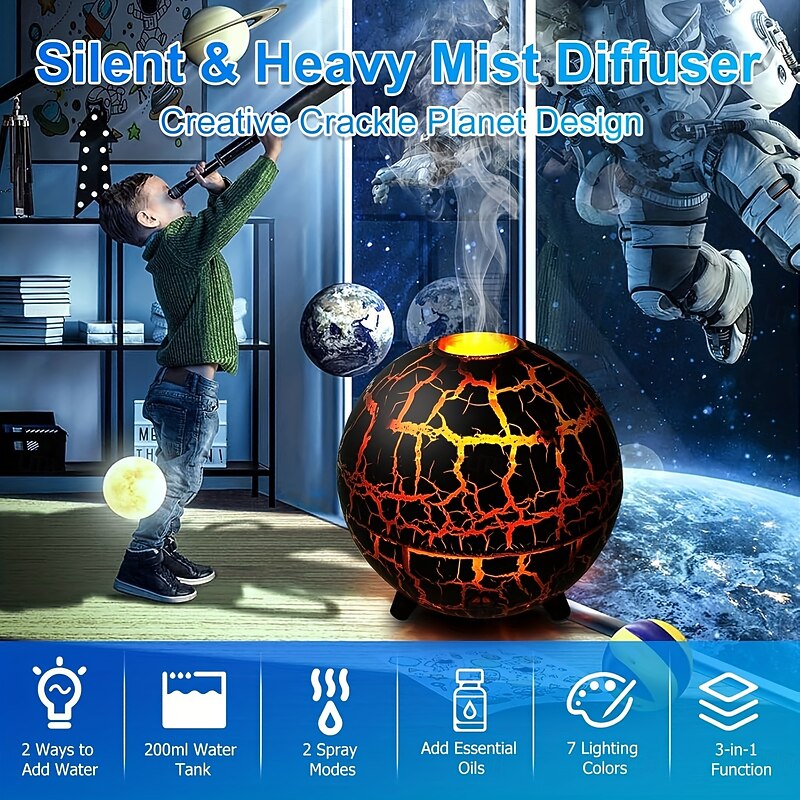 Quiet USB Powered Volcano-Inspired Aroma Diffuser with Colorful Night Light - Essential Oil Humidifier for Relaxing Ambiance in Home Office Bedroom - Hydrates Air2