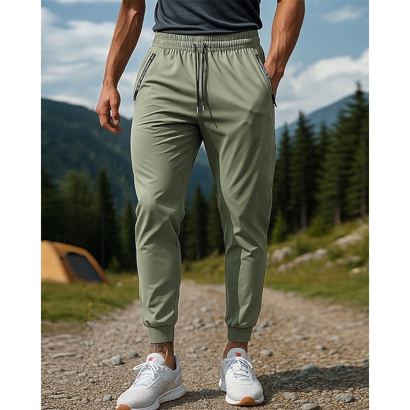 Men's Hiking Pants Trousers tracksuit bottoms Summer Outdoor Regular Fit Waterproof Windproof Quick Dry Lightweight Pants / Trousers Elastic Waist Black Dark Green Camping / Hiking Golf Running XS S