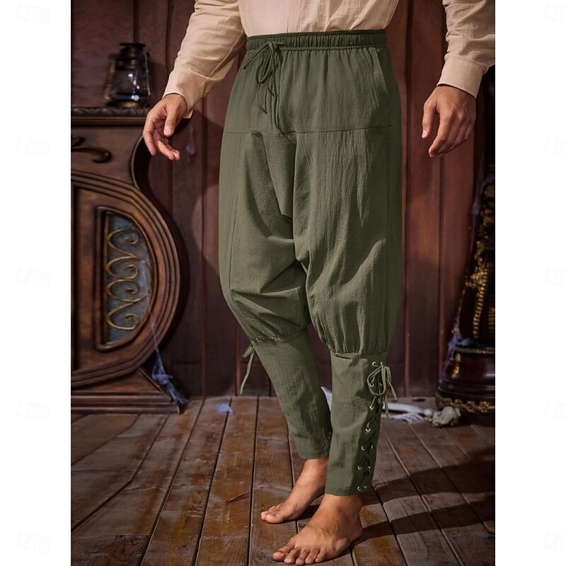 Punk & Gothic Medieval Steampunk Pants Straight Leg Motorcycle Pants Fancy Dress Men's Casual Daily Adults' Pants3