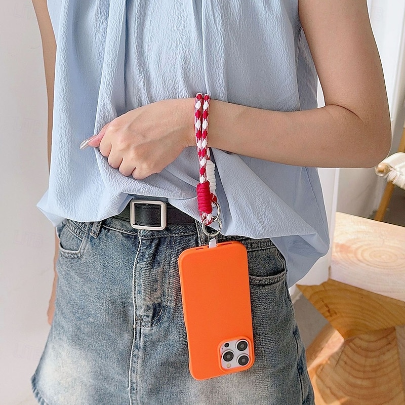 New Creative Color Splicing Phone Case Chain Universal and Versatile Short Rope Handheld Chain Durable and Anti Loss Phone Hanging Rope