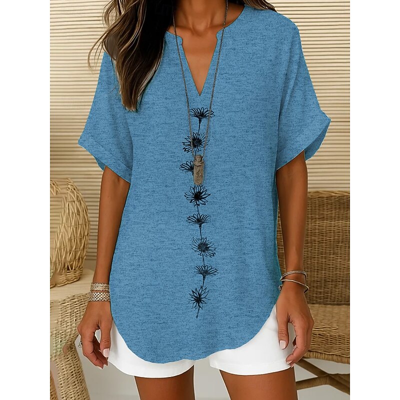 Women's Boho Shirt Floral Graphic Elegant Tropical Daily Sleeveless Short Sleeve Regular Tops Daily Holiday Beach Wear Black White Red Blue Green Summer Spring3