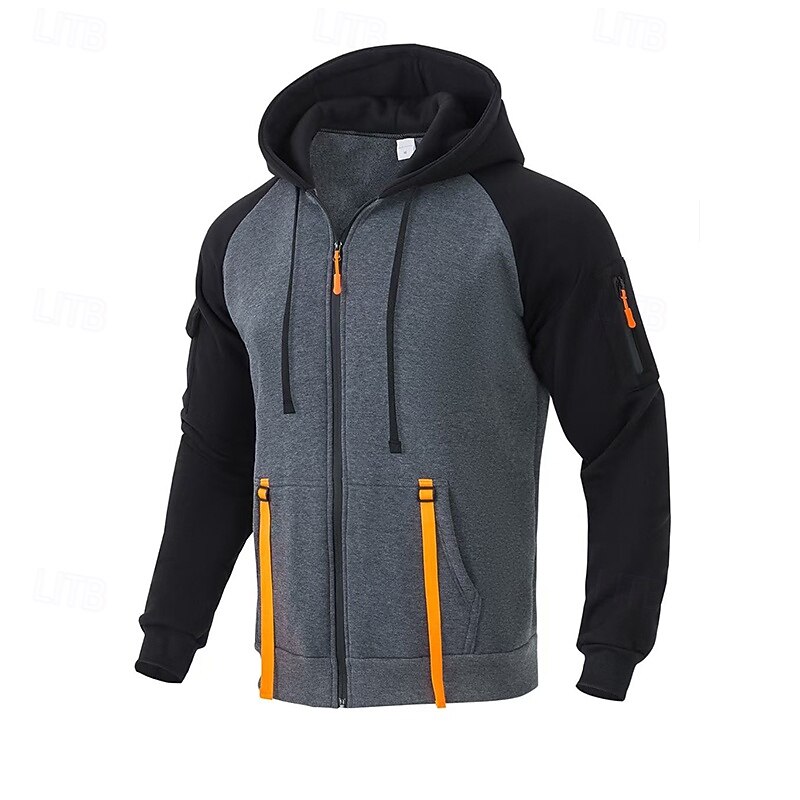 Men's Hoodie Fleece Hoodie Black Blue Khaki Dark Gray Hooded Color Block Zip Up Color Block Front Pocket Sports & Outdoor Casual Daily Streetwear Cool Sportswear Winter Clothing Apparel Hoodies4