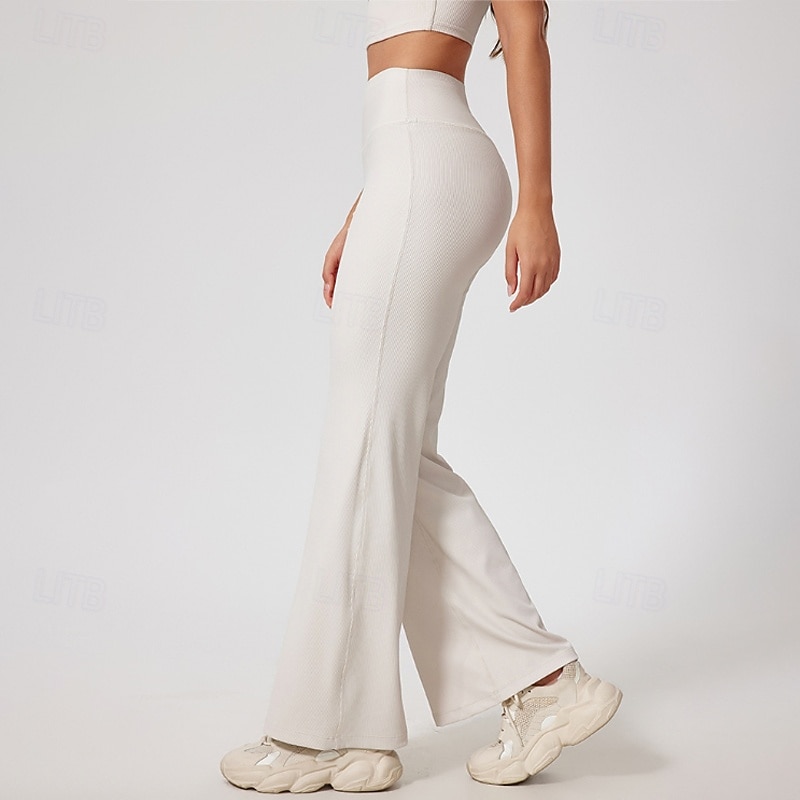 Women's pilates leggings fitness pants sport pants Flared Pilates Running Fitness Pants Solid Color Black White Pink Fall Winter Sports Activewear Micro-elastic3