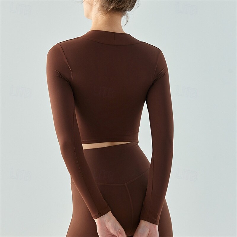 Women's Sports shirts Square Neckline Skin Friendly Softness Breathable Pleats Long Sleeve Sports Solid Color Top For Pilates Yoga Activewear2