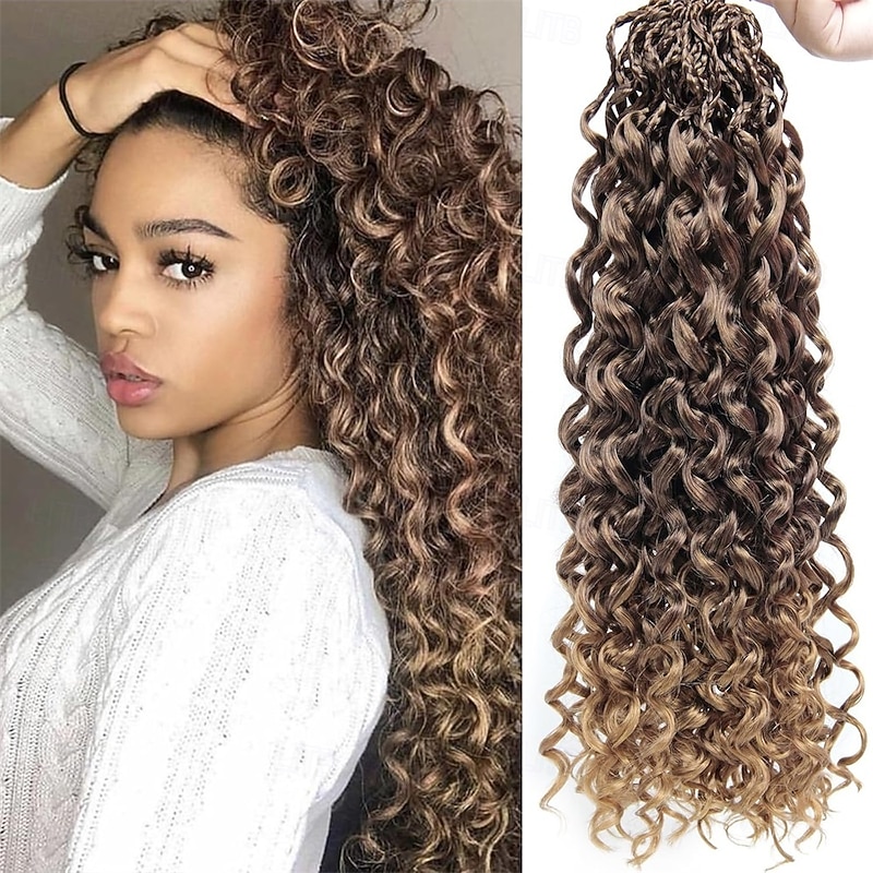 18 Inch Pre Looped Crochet Hair for Black Women - Gogo Curl/Beach Curl/Ocean/Water/Deep Wave Crochet Hair 8 Packs Synthetic Hair Tangle-Free Natural Look Curly Hair Extensions