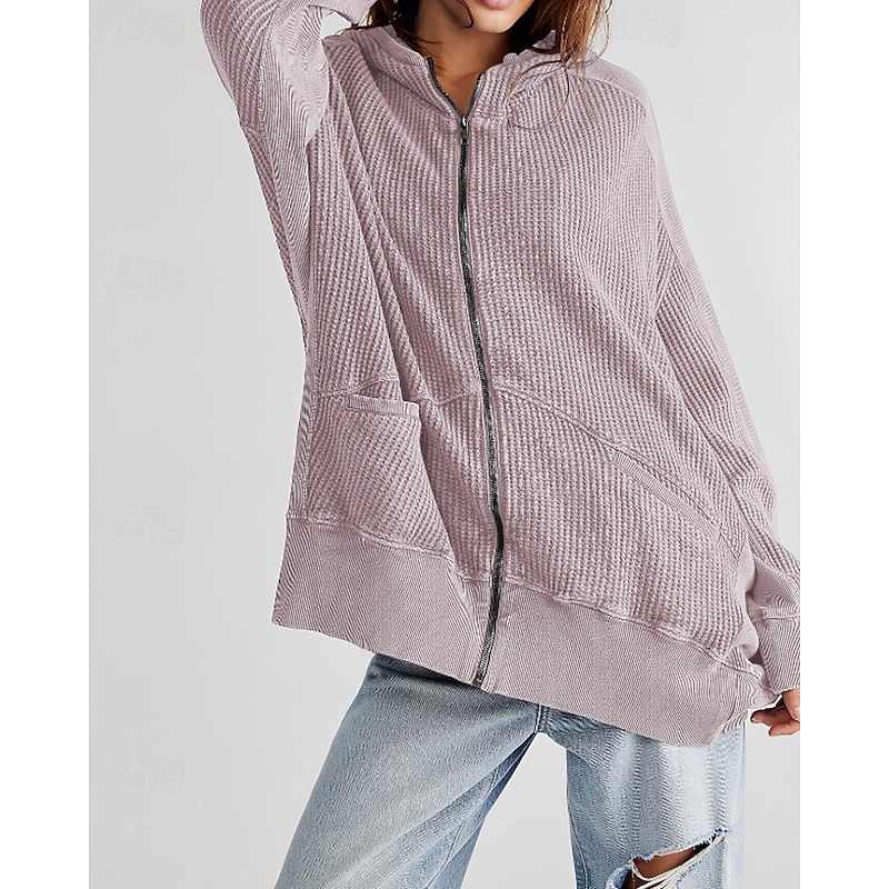 Women's Hoodie Outdoor Jacket Zipper Pocket Long Sleeve Jacket Athleisure Fall Solid Colored Thermal Warm Windproof Tennis Golf Running Sportswear Activewear Black Army Green Blue4