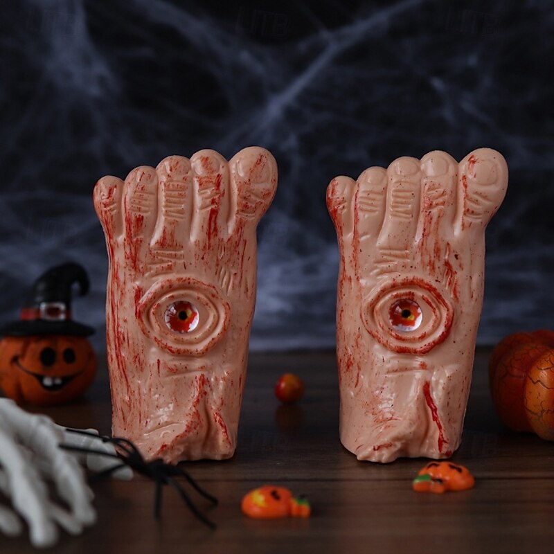 3 Pcs Halloween Candle Lights Broken Feet with Blood Eye LED Electronic Candle Light Indoor Restaurant Halloween Festival Party Horror Atmosphere Decorative Light3