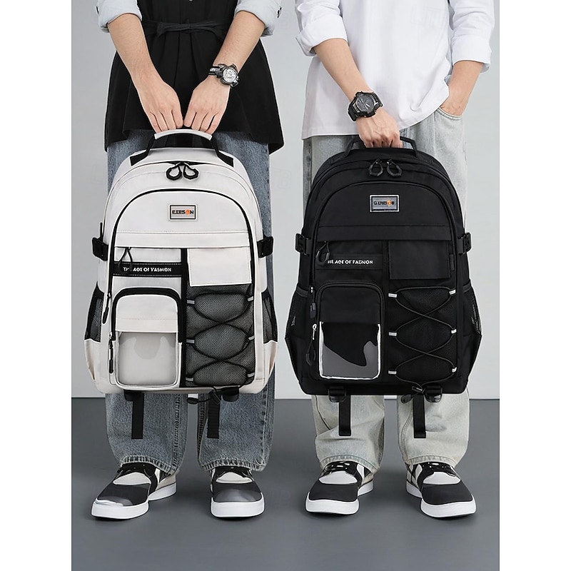 Unisex Waterproof School Backpack with Multi-Pocket Design and Laptop Compartment, Casual Large Capacity Travel Daypack for Students and Commuters