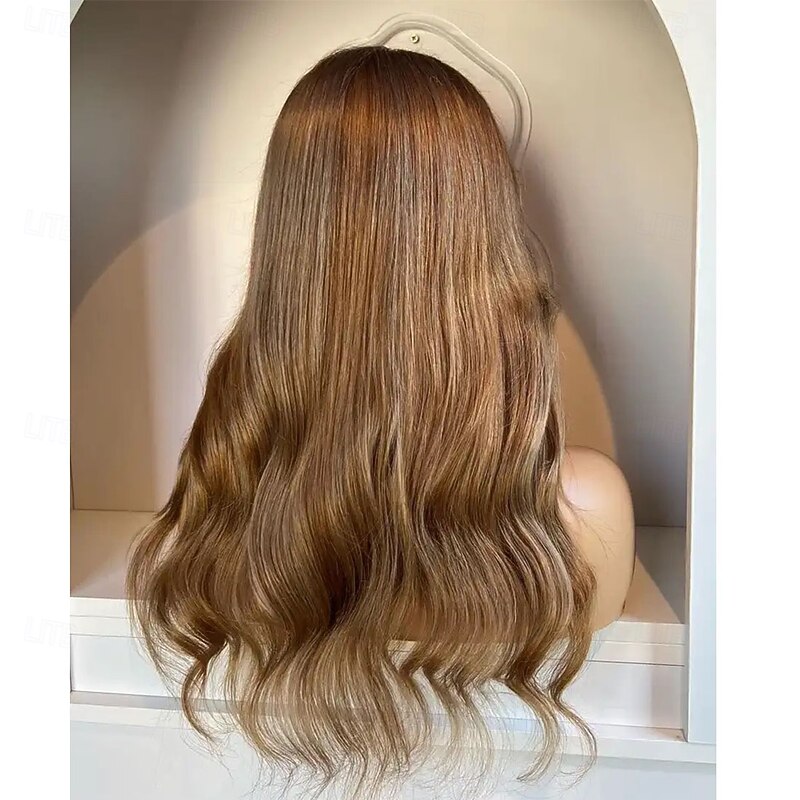 Remy Human Hair 5x5 Closure 13x4 Lace Front Wig Free Part Brazilian Hair Wavy Blonde Wig 130% 150% Density with Baby Hair Highlighted / Balayage Hair 100% Virgin Glueless Pre-Plucked For Women Long4