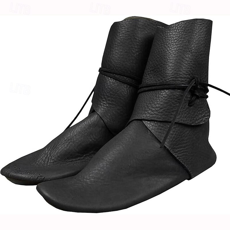 Medieval Renaissance Shoes Knee High Boots Flat Jazz Boots Pirate Viking Crusader Fancy Dress Men's Celtic Pirate Halloween Masquerade Party & Evening LARP Ren Faire Adults' Shoes3