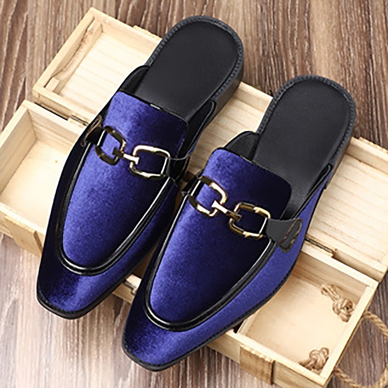 Men's Red Slip-On Loafers with Decorative Buckle – Bold Velvet Finish, Comfortable and Stylish for Parties, Evenings and Smart Casual Looks3