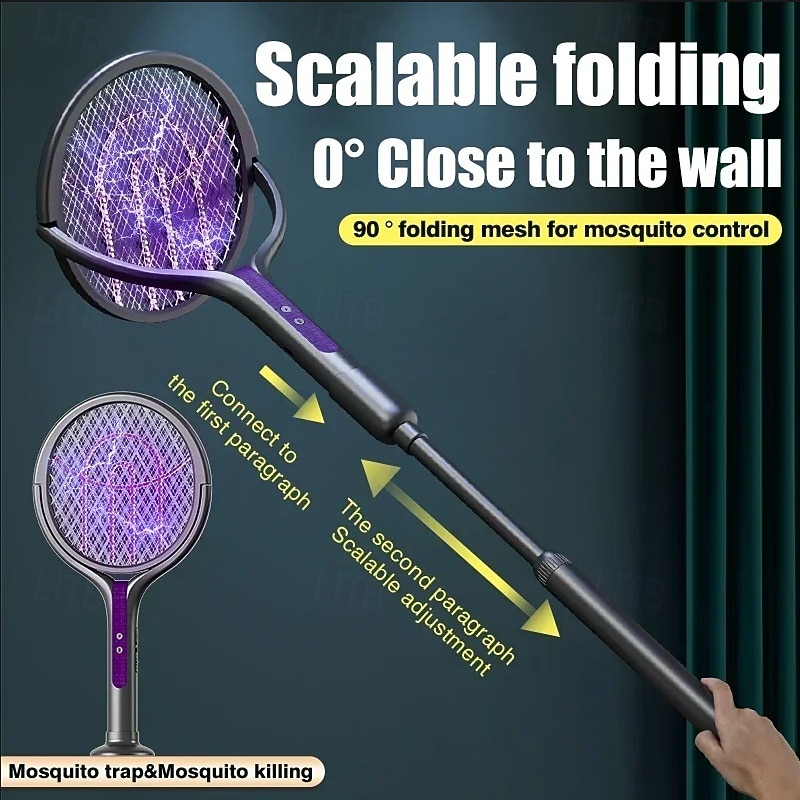 Multi functional 2-in-1 mosquito killer lamp angle retractable mosquito swatter USB rechargeable mosquito swatter bat swatter2