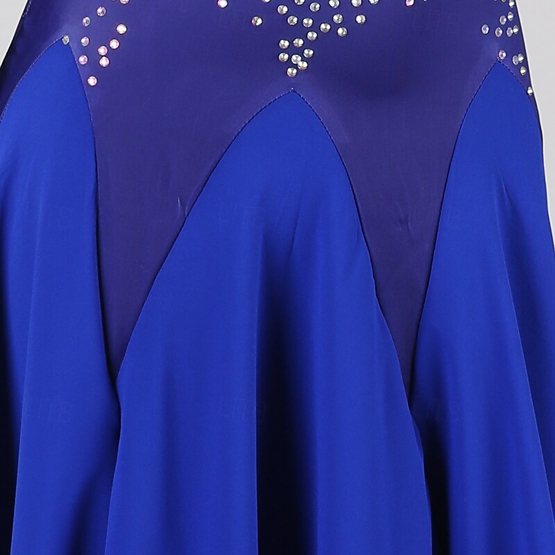 Ballroom Dance Dress Splicing Crystals / Rhinestones Women's Performance Party Long Sleeve Spandex4