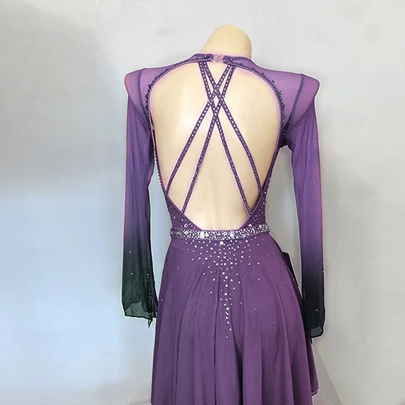 Ice Figure Skating Dress Girls Women Teens Stretchy Spandex Competition3