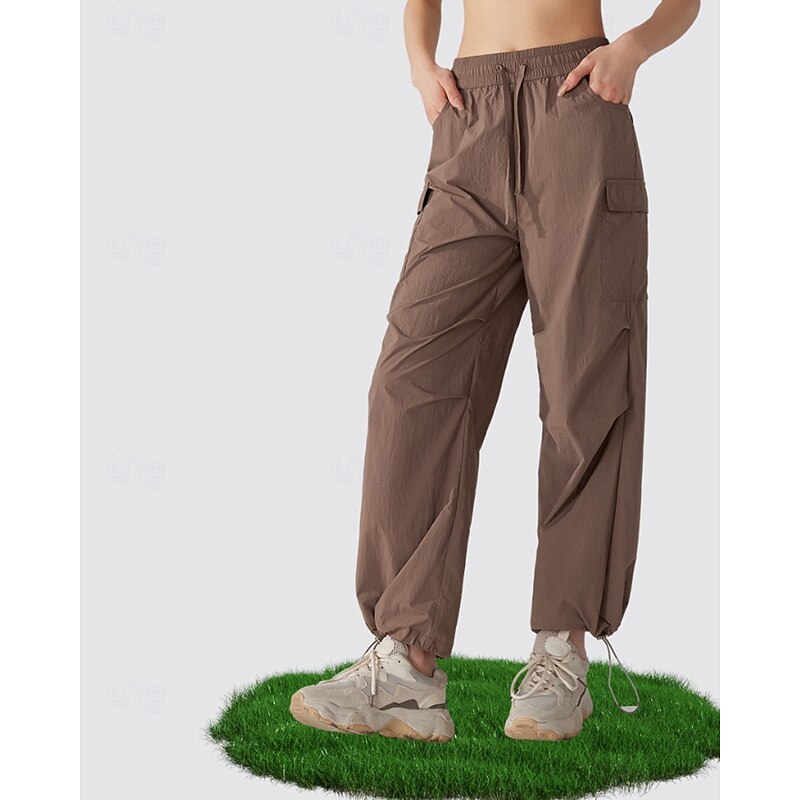 Women's Cargo Pants Hiking Pants Trousers Straight Leg Pants Summer Outdoor Regular Fit Waterproof Sun Protection Windproof Quick Dry Bottoms Drawstring Lightweight Black Khaki Camping / Hiking