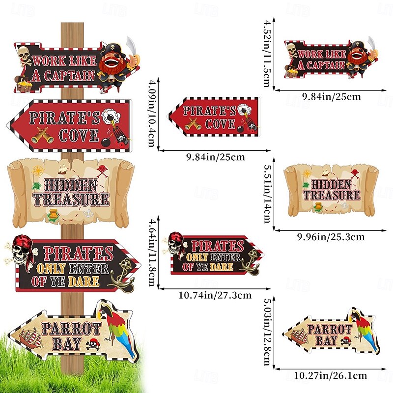 5 Pack Halloween Pirate Signs, Birthday Party Home and Garden Yard Decorations, Festive Halloween Stakes and Directional Signs3