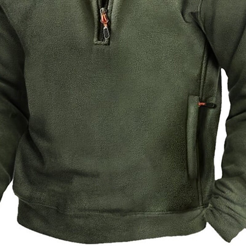 Men's Sweatshirt Quarter Zip Sweatshirt Army Green Half Zip Plain Zip Up Sports & Outdoor Daily Holiday Polyester Streetwear Basic Casual Spring Fall Clothing Apparel Hoodies Sweatshirts  Long Sleeve3