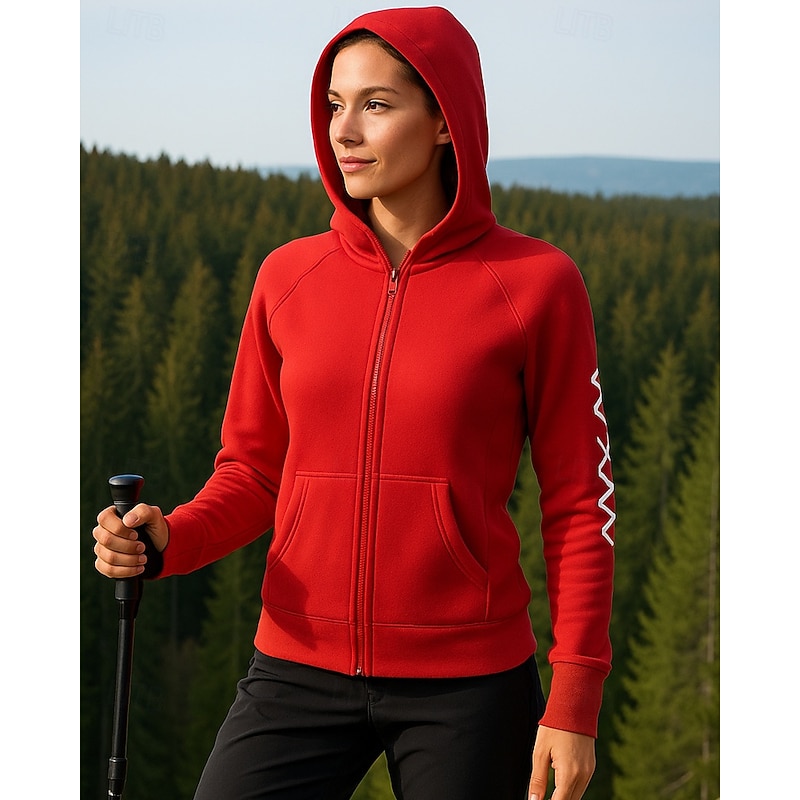 Women's Outdoor Jacket Hiking Jacket Outdoor Breathable Quick Dry Lightweight Elastic Hiking Outfits Hiking Clothes Spring Autumn / Fall Jacket Tennis Golf Running Solid Color Red Orange Brown