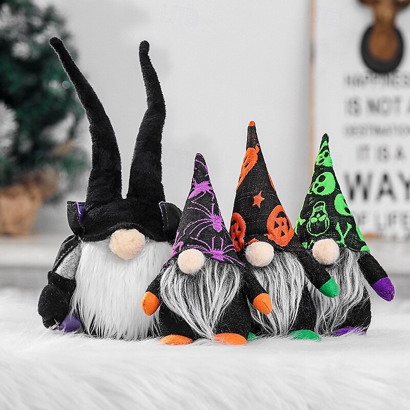 Halloween Plush Gnome Decoration, Cute Elderly Figurine for Window Display, Party Scene Decor, Tabletop Halloween Prop & Holiday Ornament4
