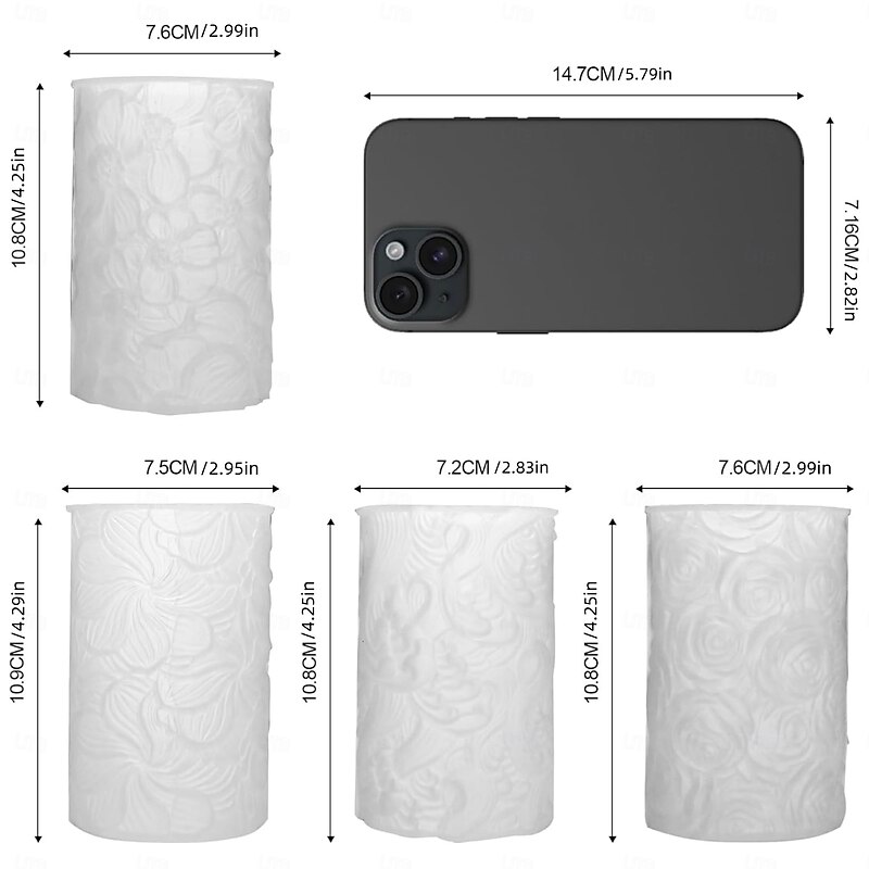 4-Piece Silicone Candle Mold Set - Create Unique Designs with Intricate Waves Delicate Roses Whimsical Windmill Flowers and Dainty Daisies - Perfect for Crafting Artistic Candles Soap4