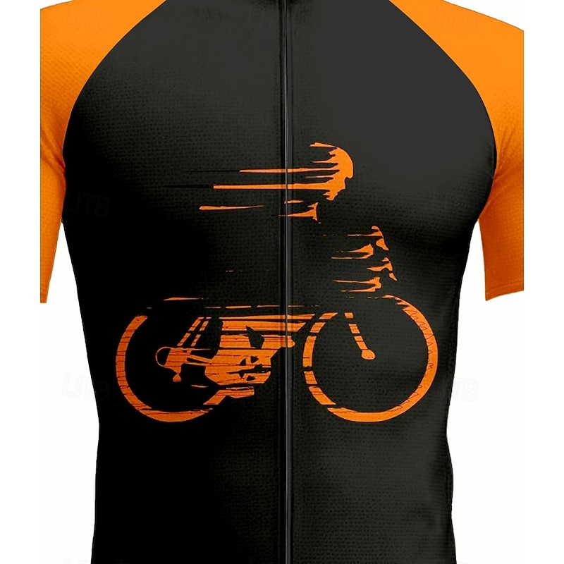 Men's Cycling Jersey Graphic Geometric Short Sleeve Bike Jersey Top with 3 Rear Pockets UV Resistant Quick Dry Front Zipper Reflective Strips Sports Black Clothing Apparel3